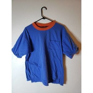 Vintage Nucleus Pocket T-Shirt Size Large Blue Orange